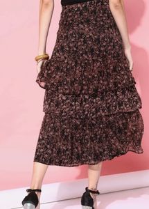 Street 9 Tiered Floral Midi Skirt