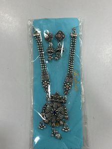 Oxidized Silver Necklace & Earrings Set