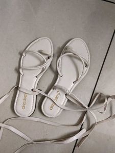 White Strappy Flat Sandals