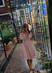 Pink Flowy Midi Dress