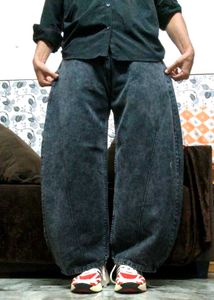 Stylish Wide Leg Washed Black Jeans