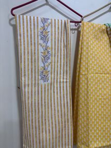 Yellow Printed Kurta Set with Dupatta