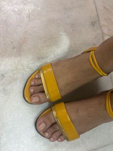 Yellow Ankle Strap Sandals