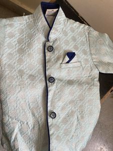 Baby Blue Brocade Ethnic Jacket