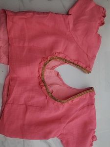 Pink Peacock Saree with Unique Sleeve Detail