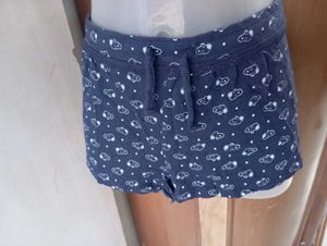Cute Navy Sleep Shorts with Food Print