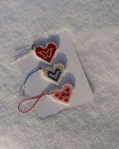 Handmade Beaded Heart Charms (Set of 3)