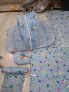 Cute Baby Blue Bedding Set with Animals