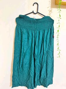 2 Bohemian Smocked Waist Teal Skirt
