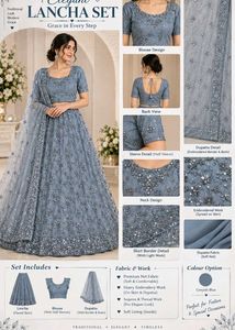Embellished Grey Lehenga Choli Set