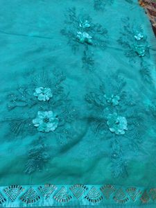 Stunning Teal Embroidered Saree