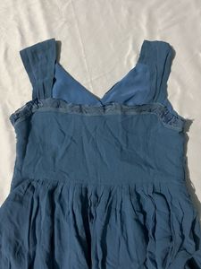 Blue Fit and Flare Midi Dress