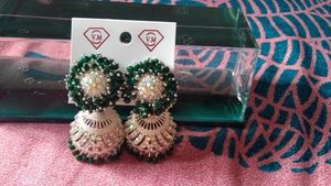 Beautiful Emerald Colour Jhumkas