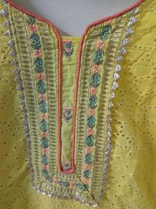 Bright Yellow Chikankari Kurta Set