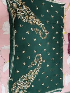 Embroidered Green Silk Saree