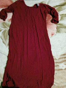 Maroon Embroidered Kurta