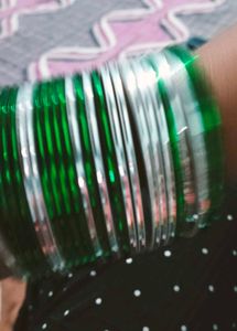 Green And White Colour Beautiful Bangles