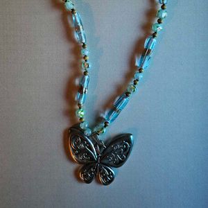 Blue Chunky Bead Necklace Vintage