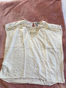 mango White Lace Detail top