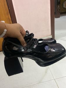 LEATHER MIX BLACK Mary Jane Heels