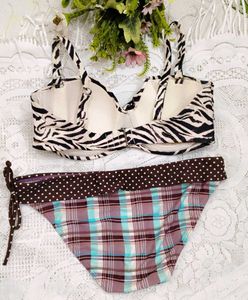 Zebra Print Bikini Top with bottom