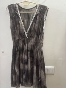 Sheer Embellished Mini Dress