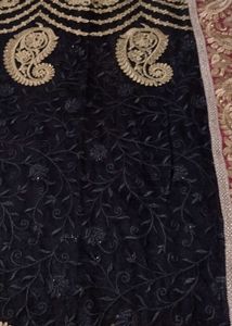 Elegant Black &amp; Gold Embellished Saree