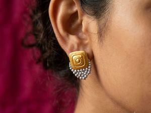 Unique Gold &amp; Silver Square Earrings