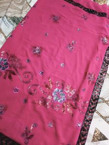 Beautiful Pink Embellished Saree