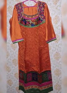 Beautiful Orange Kurta with Embroidery
