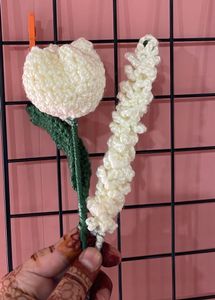 Crochet tulip &amp; lavender Colour (White)🌷