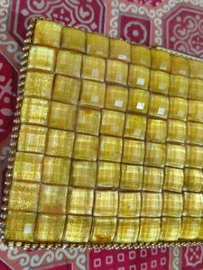 Golden Beaded Clutch With Detachable Sling