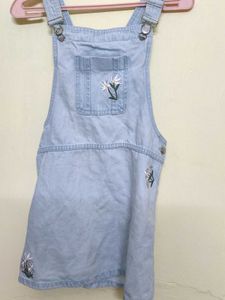 Embroidered Denim Pinafore Dress