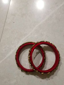 Elegant Red Bangles with Stone Embellishments