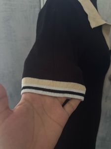 Black Polo Collar Knit Dress