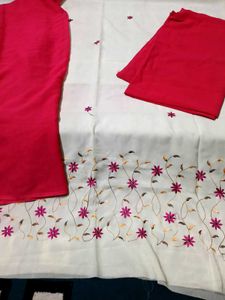 Unstitched Georgette Floral Embroidered Suit