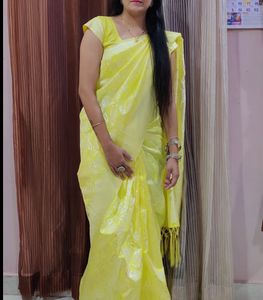 Vibrant Yellow Banarasi Silk Saree