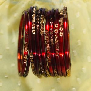 💫Glossy Finished Set of 21 Glass Bangles 💫