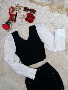 Chic Black &amp; White Cropped Top
