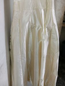 Elegant Cream &amp; Brown Patterned Dress