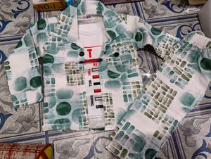 kids Patterned Shirt and Pant Set