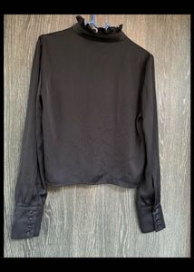 Forever 21 Black Ruffle Neck Blouse