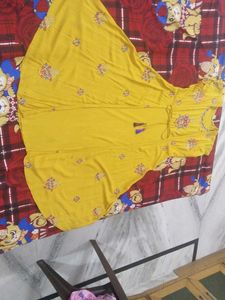 Yellow floral  Embroidered Kurta/dress