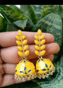 Yellow Jhumka Earrings