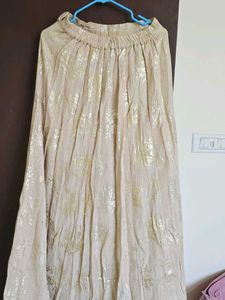Elegant Beige &amp; Gold Ethnic Skirt