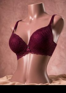 Padded Maroon Lace Bra