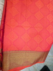 Vibrant Orange & Pink Silk Saree