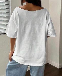 off shoulder White Graphic Print T-Shirt