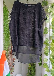 Chic Black Lace Overlay Top
