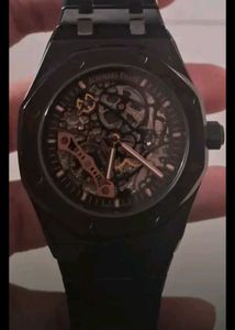 Stylish Black Skeleton Automatic Watch